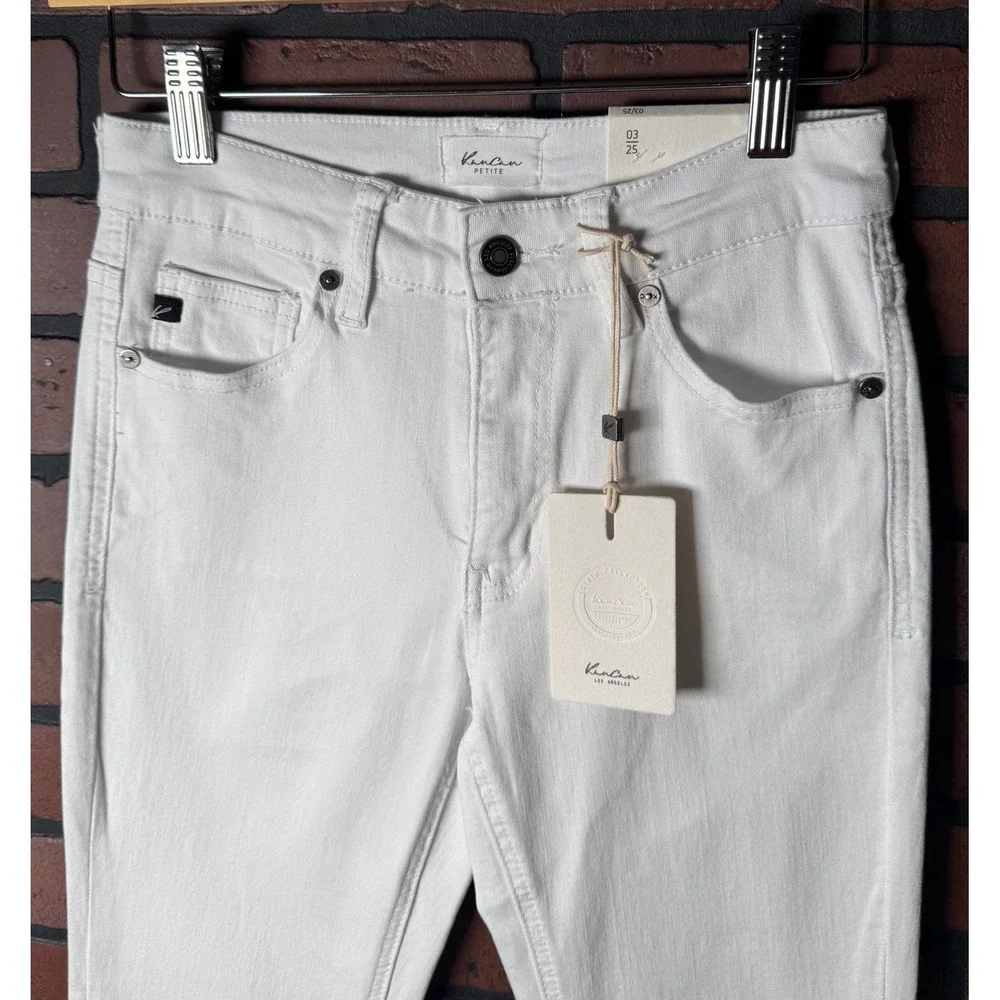 Kancan Petite Hilary Mid Rise Flare White Jeans‎ Boho Casual Women's 03/25 NWT